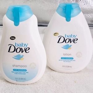 Baby Dove Lot NEW Gentle Shampoo and Lotion Hypoallergenic Tear Free 13oz each
